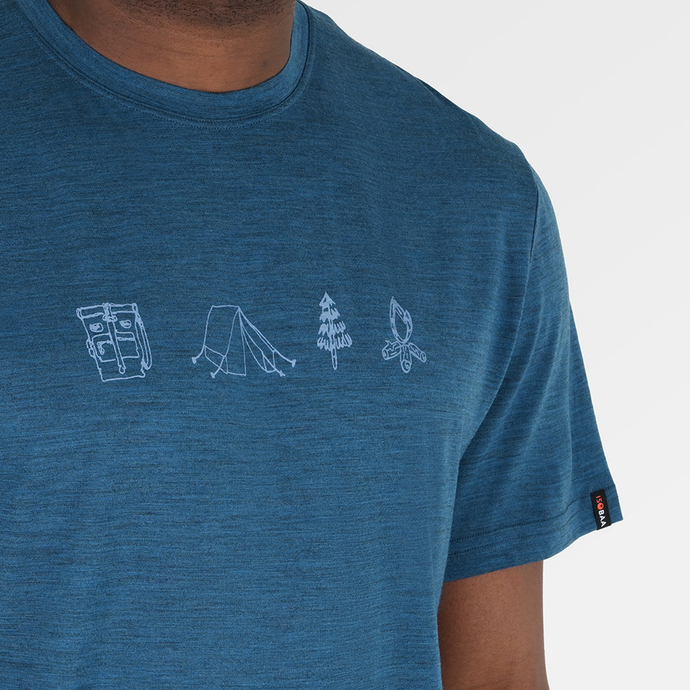 Mens Merino 150 Camping Relaxed Tee (Petrol/Sky)