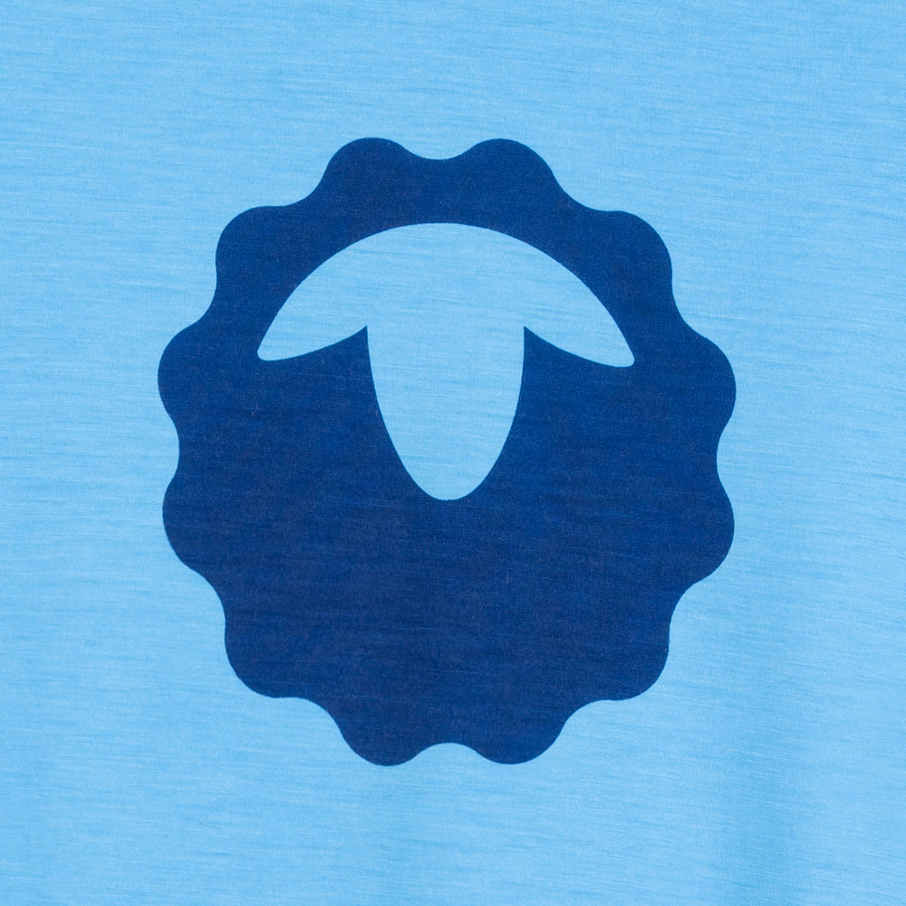 Mens Merino 150 Emblem Tee (Malibu/Navy)