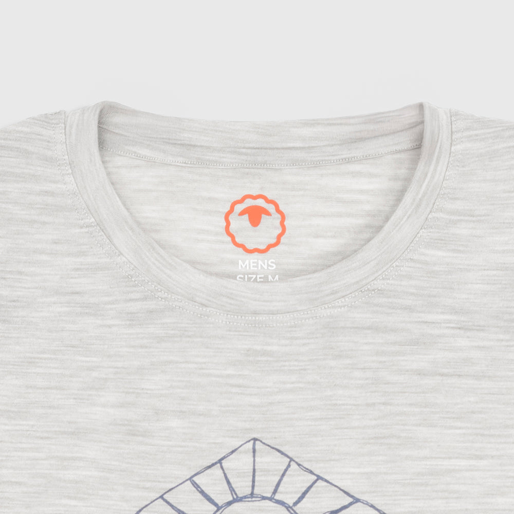 Mens Merino 150 Sketched Sunset Tee (Jute/Denim)