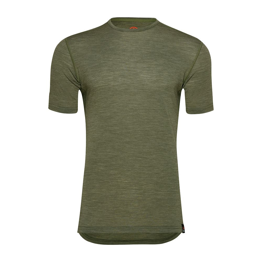 Isobaa Mens Merino 150 Short Sleeve Crew (Olive/Melange)