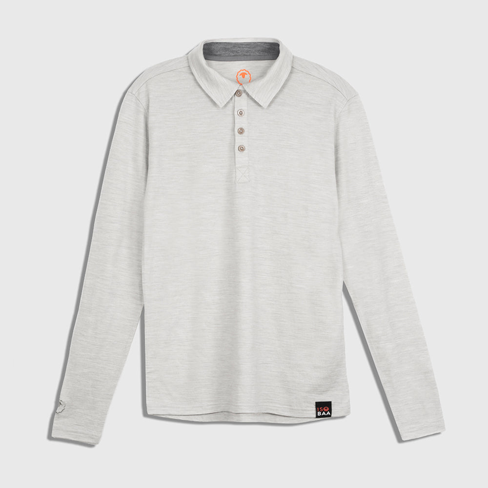 Mens Merino 200 Long Sleeve Polo Shirt (Jute Melange)