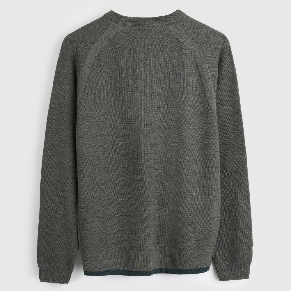 Herren Cinder Merino Moss Stitch Crew Sweater (Dark Olive)