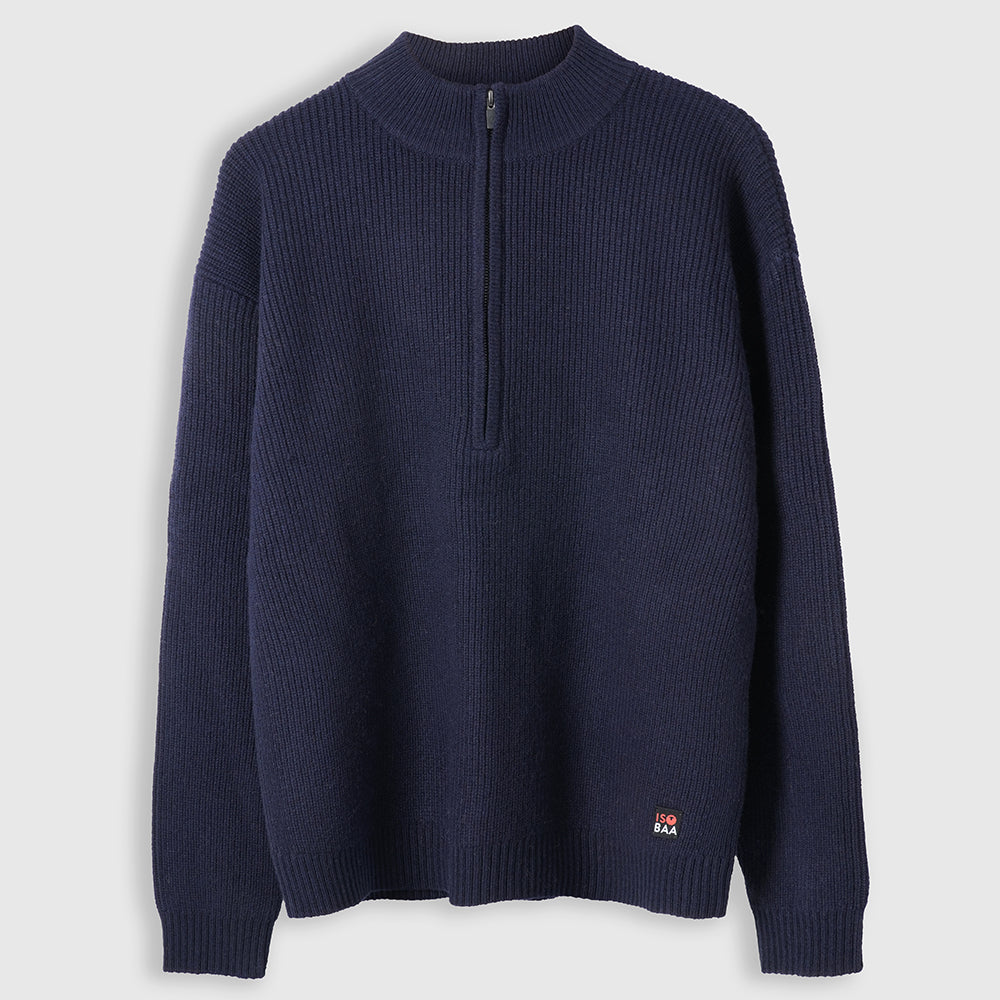 Mens Herdwick Merino Half Zip Sweater (Navy)