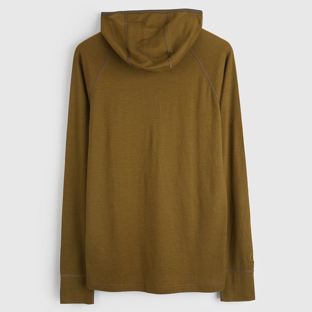 Mens Merino 200 Zip Neck Hoodie (Dull Gold)