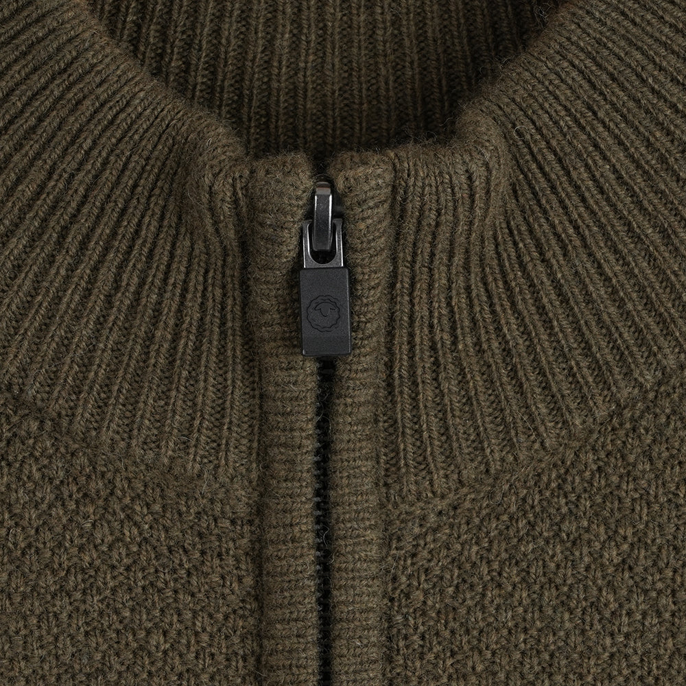 Herren Oaken Merino Strickjacke mit Reißverschluss (Dark Olive)
