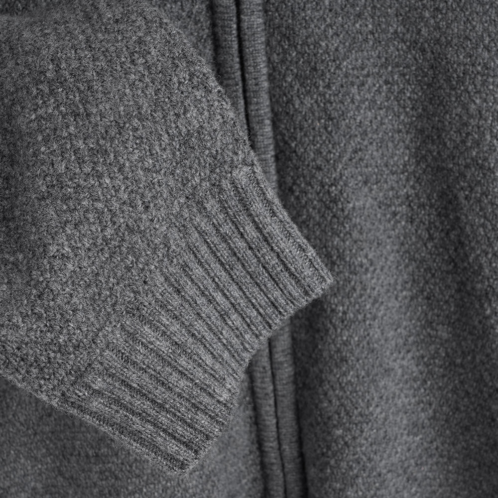 Herren Oaken Merino Strickjacke mit Reißverschluss (Grey)