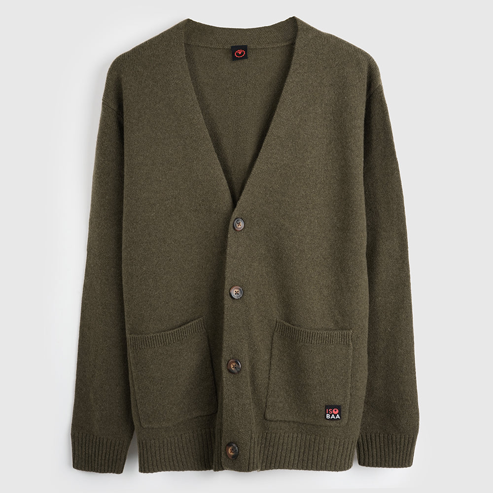 Herren Rove Merino Strickjacke (Dark Olive)
