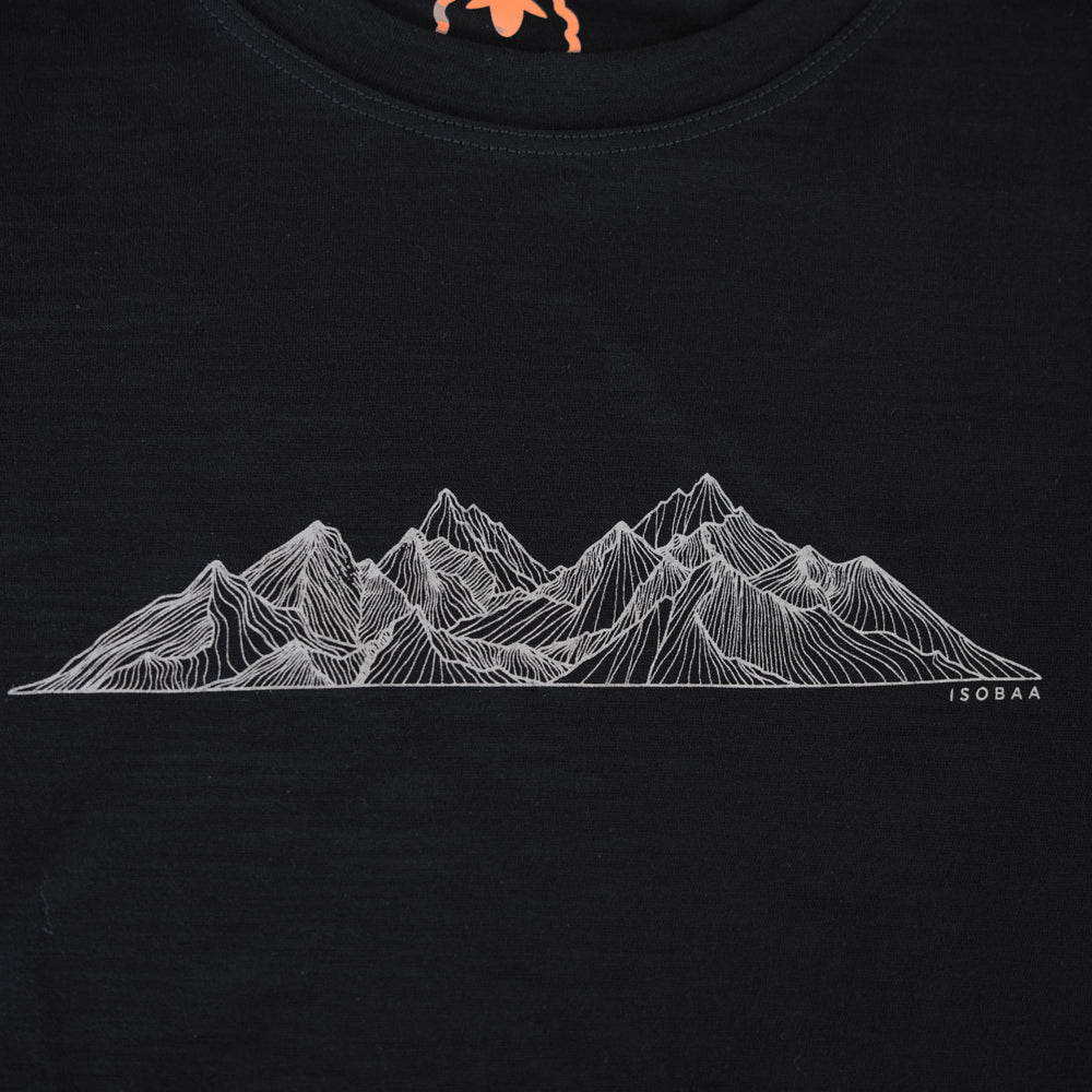 Isobaa Womens Merino 150 Peaks T-Shirt (Black/Grey)