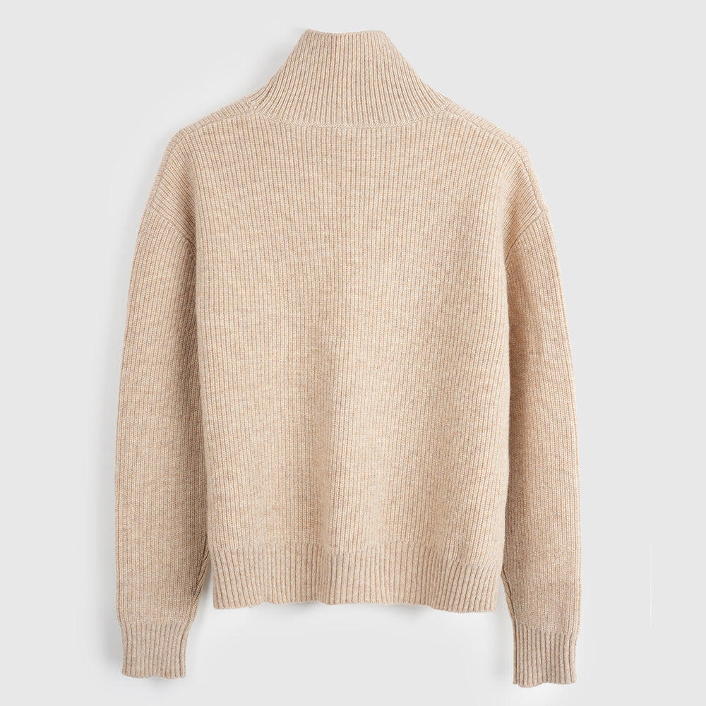 Damen Herdwick Merino Stehkragen-Pullover (Oatmeal)