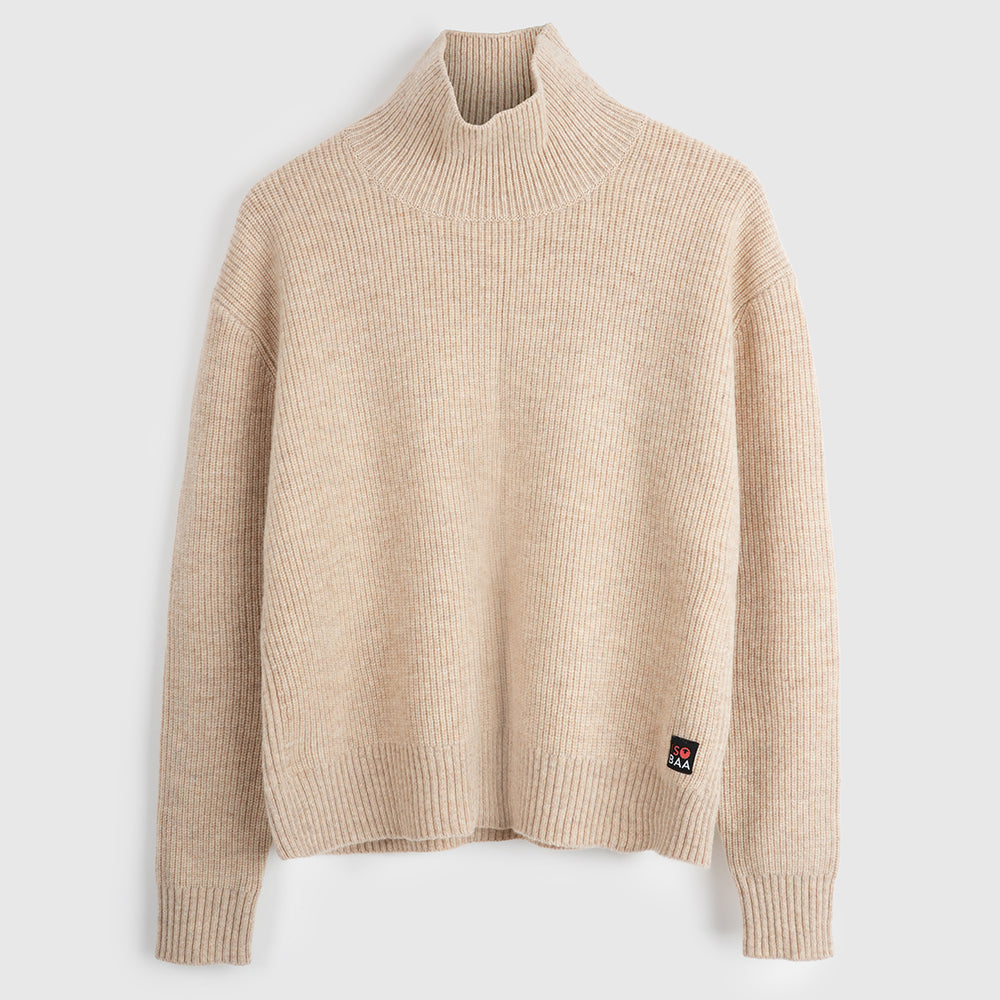 Damen Herdwick Merino Stehkragen-Pullover (Oatmeal)