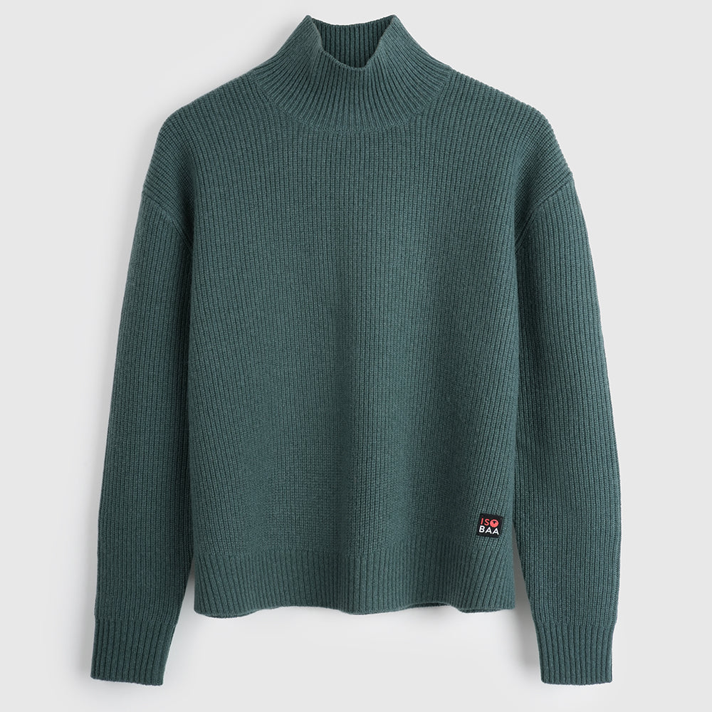 Damen Herdwick Merino Stehkragen-Pullover (Sea Green)