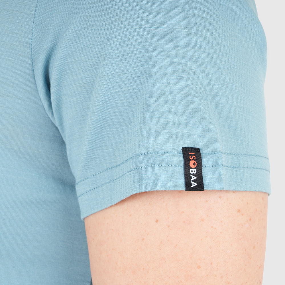 Womens Merino 150 Stamp Summit Tee (Lagoon/Jute)