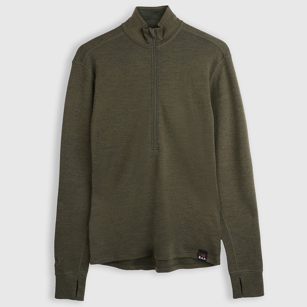 Womens Merino 320 Long Sleeve Half Zip (Dark Olive)