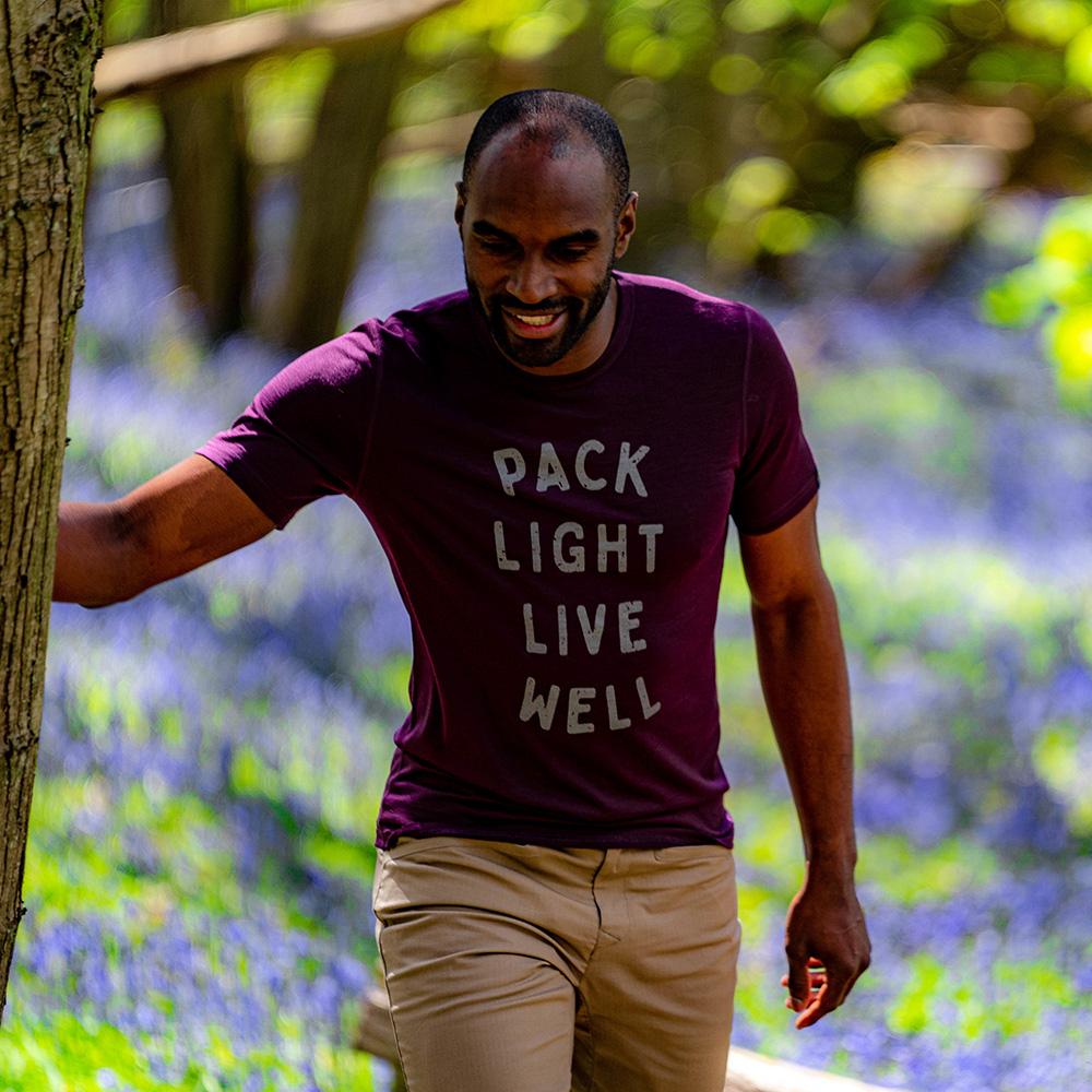Isobaa | Mens Merino 150 Pack Light Tee (Wine) | Gear up for everyday adventures and outdoor pursuits with Isobaa's soft superfine Merino Tee. | Model: Michael