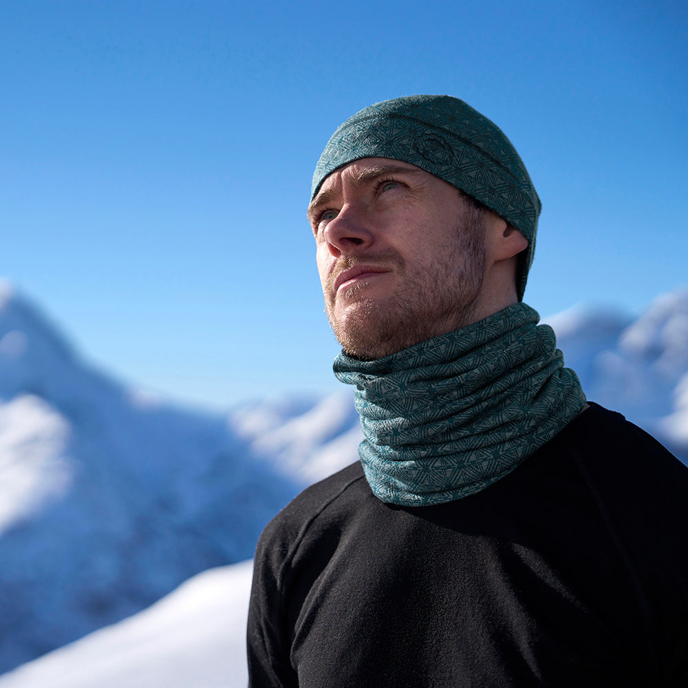 Isobaa Merino Blend 250 Geometric Jacquard Neck Warmer (Petrol/Ocean)