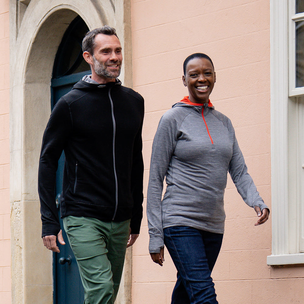 Isobaa | Mens Merino 260 Casual Hoodie (Black) | The best in warmth and versatility: Isobaa 260gm midweight Merino wool hoodie. | Model: Ben