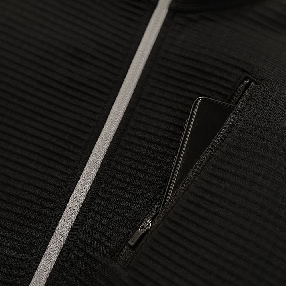 Isobaa | Womens 260 Merino Blend Grid Fleece (Black) | Stay warm and comfortable during your cold-weather activities with the 260 Merino Blend Grid Fleece Half Zip