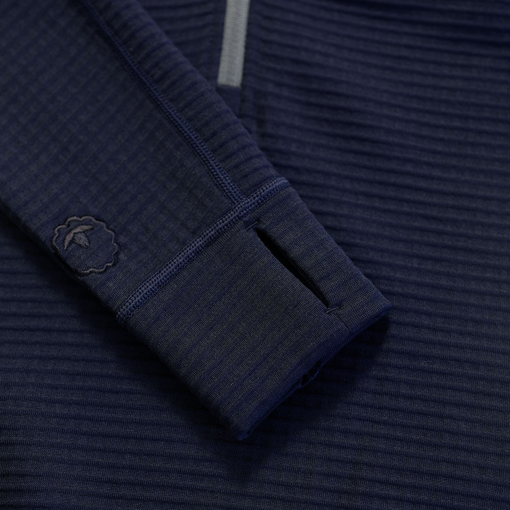 Isobaa | Womens 260 Merino Blend Grid Fleece (Navy) | Stay warm and comfortable during your cold-weather activities with the 260 Merino Blend Grid Fleece Half Zip