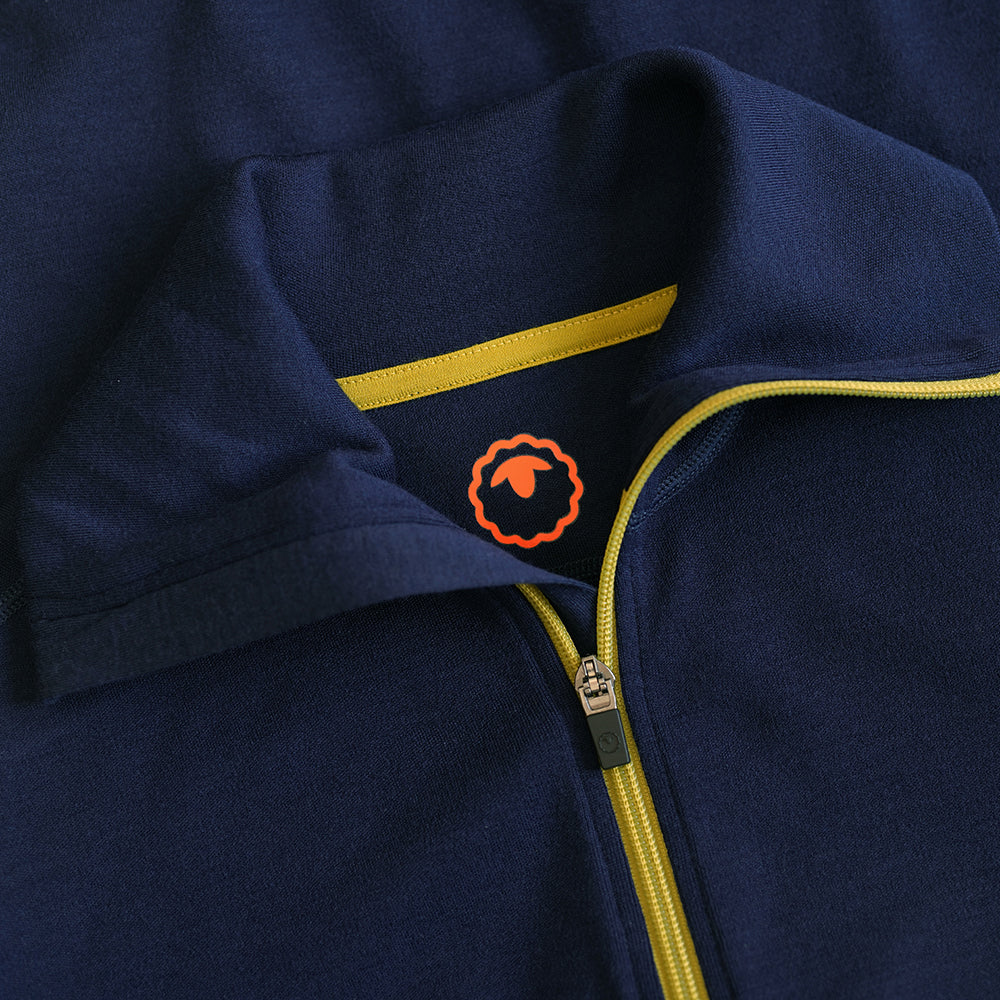 Isobaa | Womens 320 Merino Full Zip (Navy/Lime) | Step into a new level of comfort and versatility with our 320 Merino Full Zip Jacket