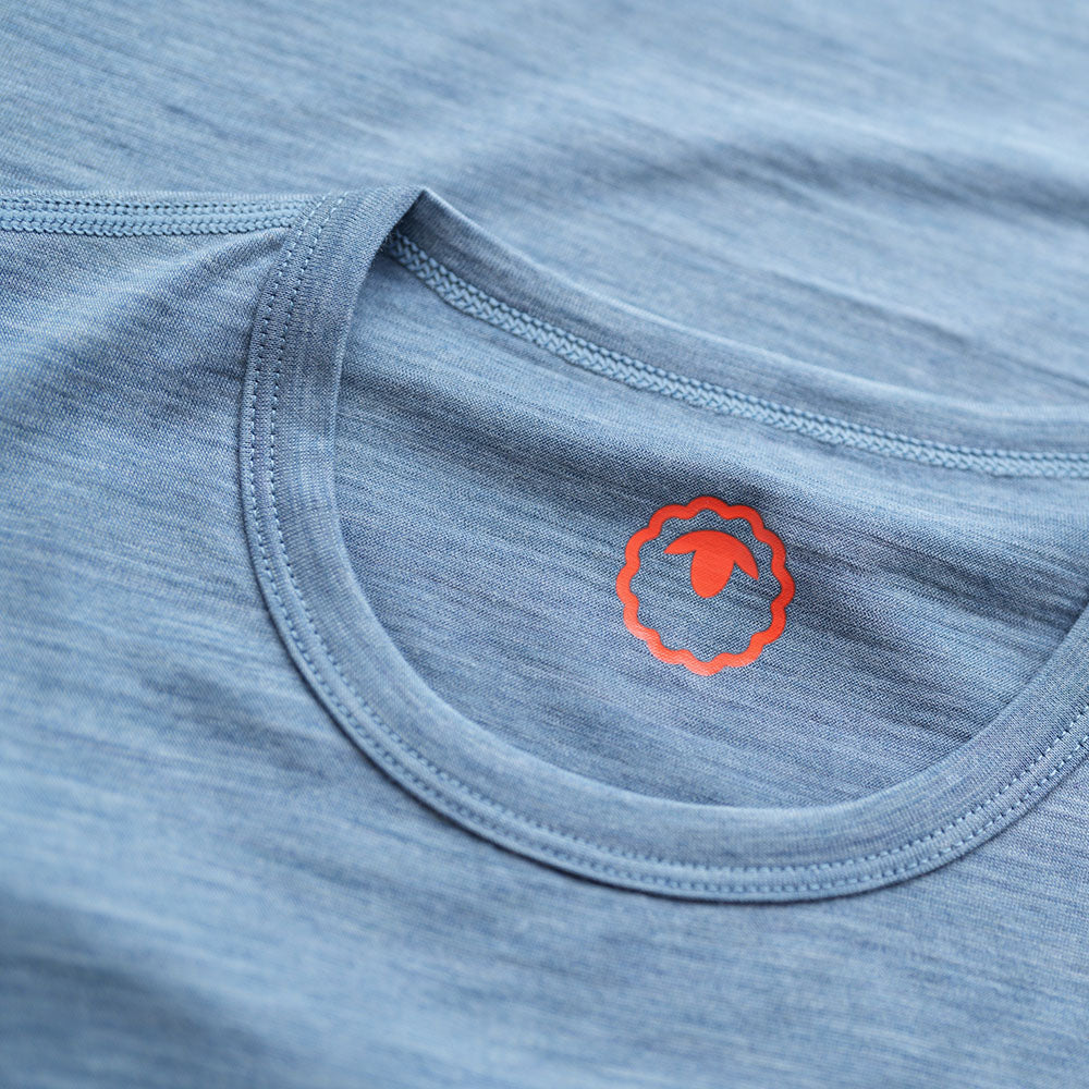 Isobaa | Womens Merino 150 Mountains Tee (Sky/Petrol) | Gear up for adventure with our superfine Merino Tee.