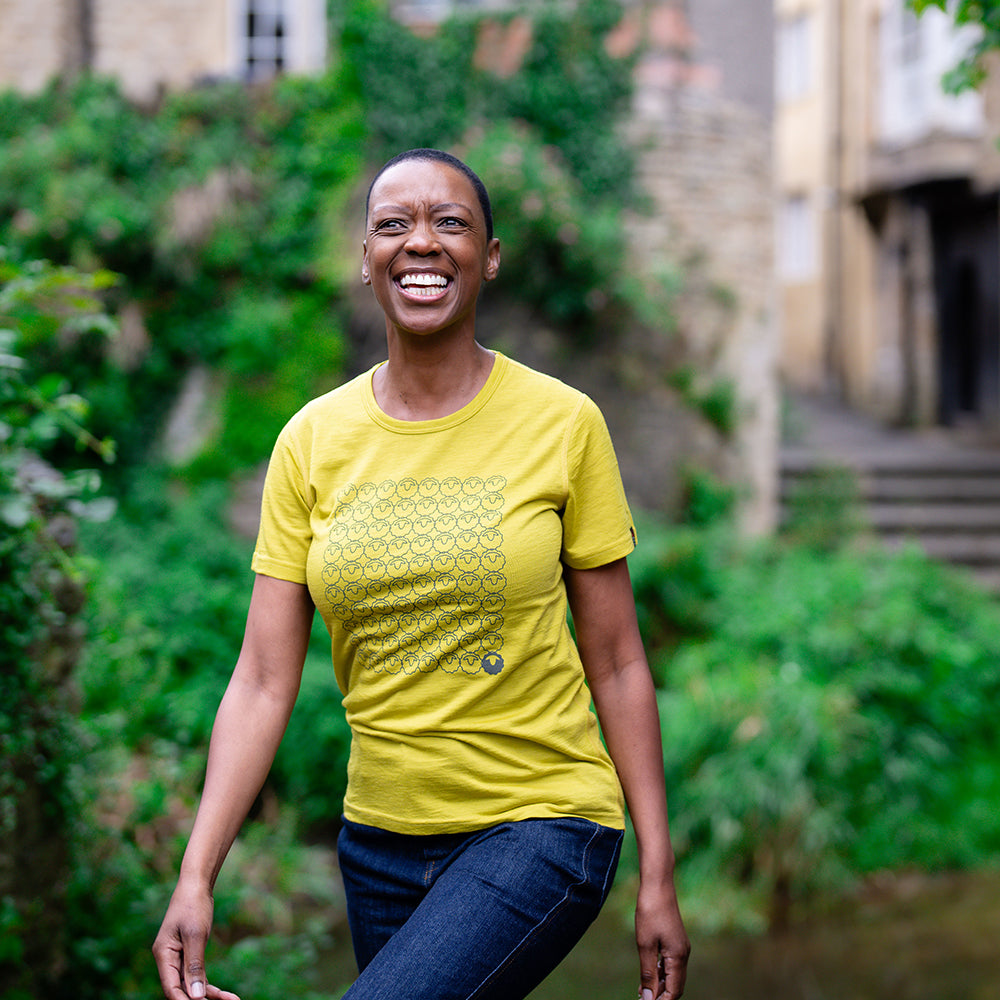 Isobaa | Womens Merino 150 Odd One Out Tee (Lime/Smoke) | Gear up for everyday adventures, big and small, with Isobaa's superfine Merino Tee. | Model: Yolisa