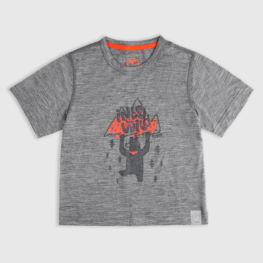Junior Merino 150 Into The Wild SS Tee (Charcoal)