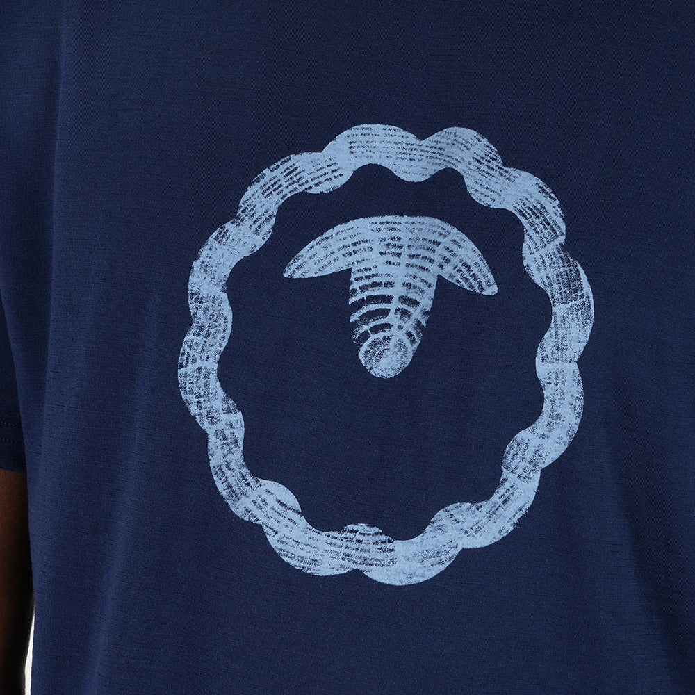 Mens Merino 150 Emblem Relaxed Tee (Navy/Sky)