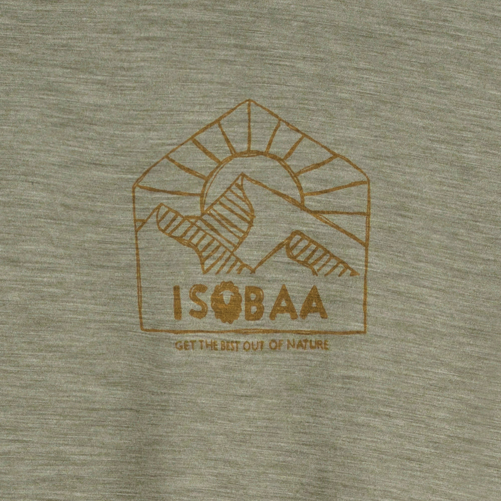 Mens Merino 150 Sketched Sunset Tee (Olive/Dull Gold)