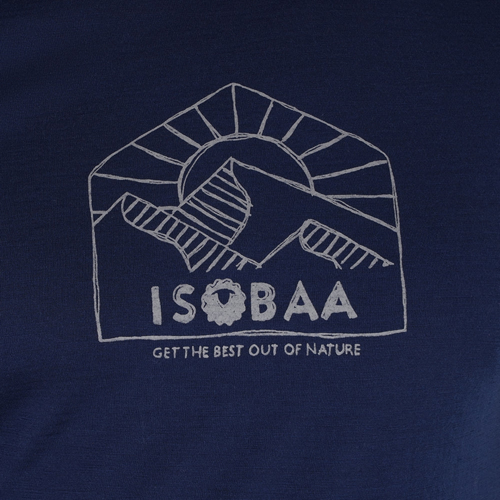 Mens Merino 150 Sketched Sunset Tee (Navy/Charcoal)