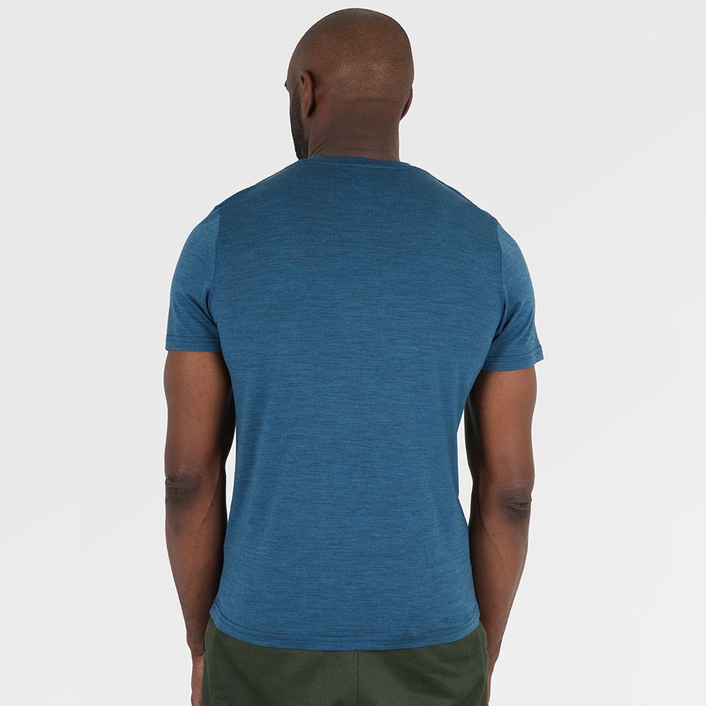 Mens Merino 150 Stamp Summit Tee (Petrol) | Model: Michael