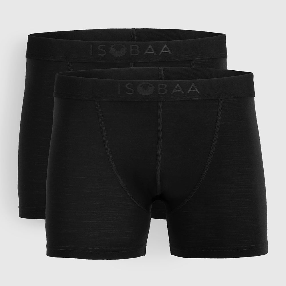 Mens Merino Blend 180 Boxers (2 Pack - Black)