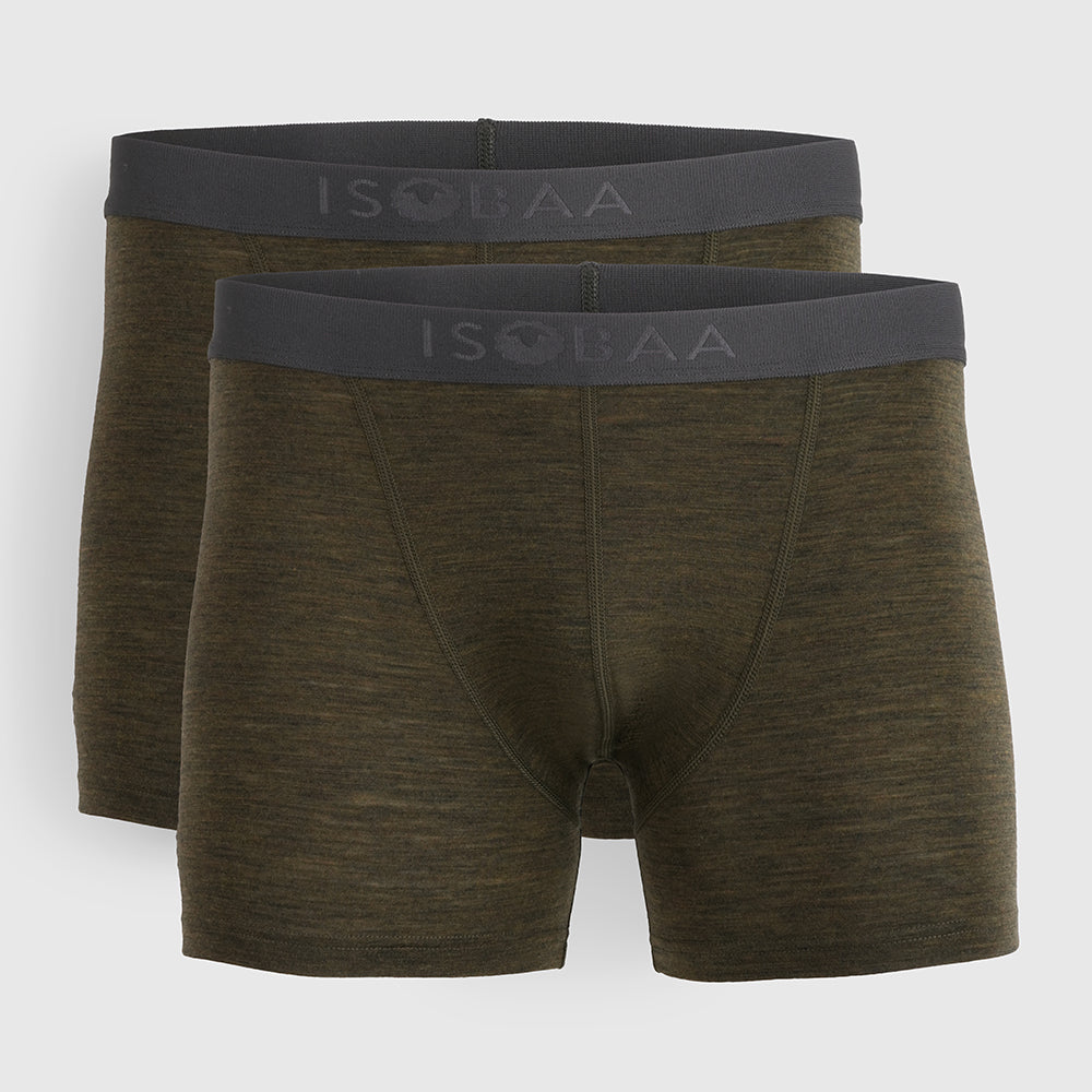 Mens Merino Blend 180 Boxers (2 Pack - Dark Olive)