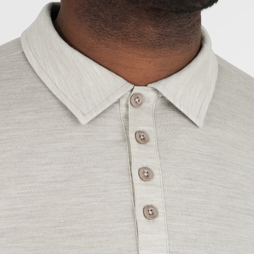Mens Merino 200 Long Sleeve Polo Shirt (Jute Melange)