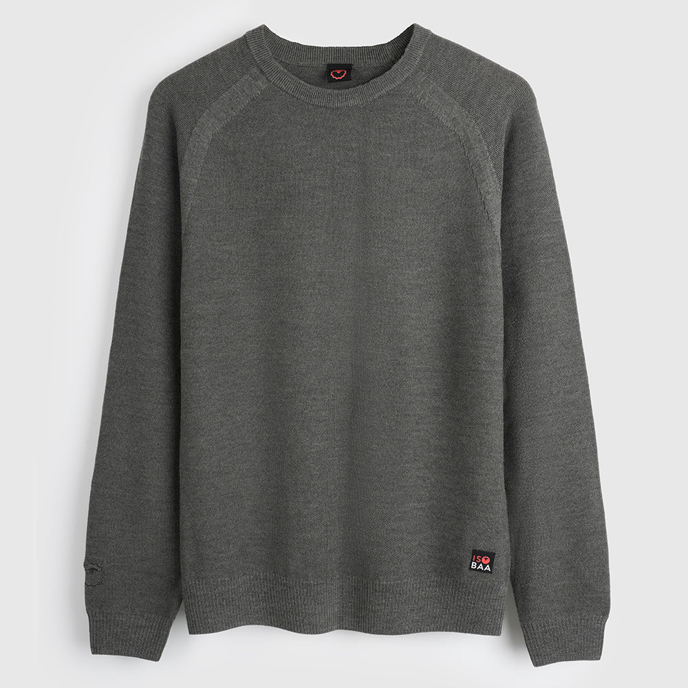 Herren Cinder Merino Moss Stitch Crew Sweater (Dark Olive)