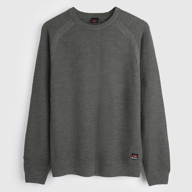 Herren Cinder Merino Moss Stitch Crew Sweater (Dark Olive)