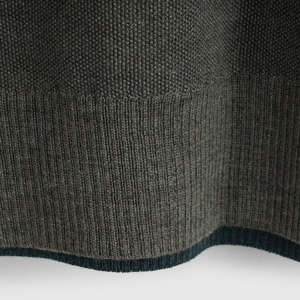 Herren Cinder Merino Moss Stitch Crew Sweater (Dark Olive)