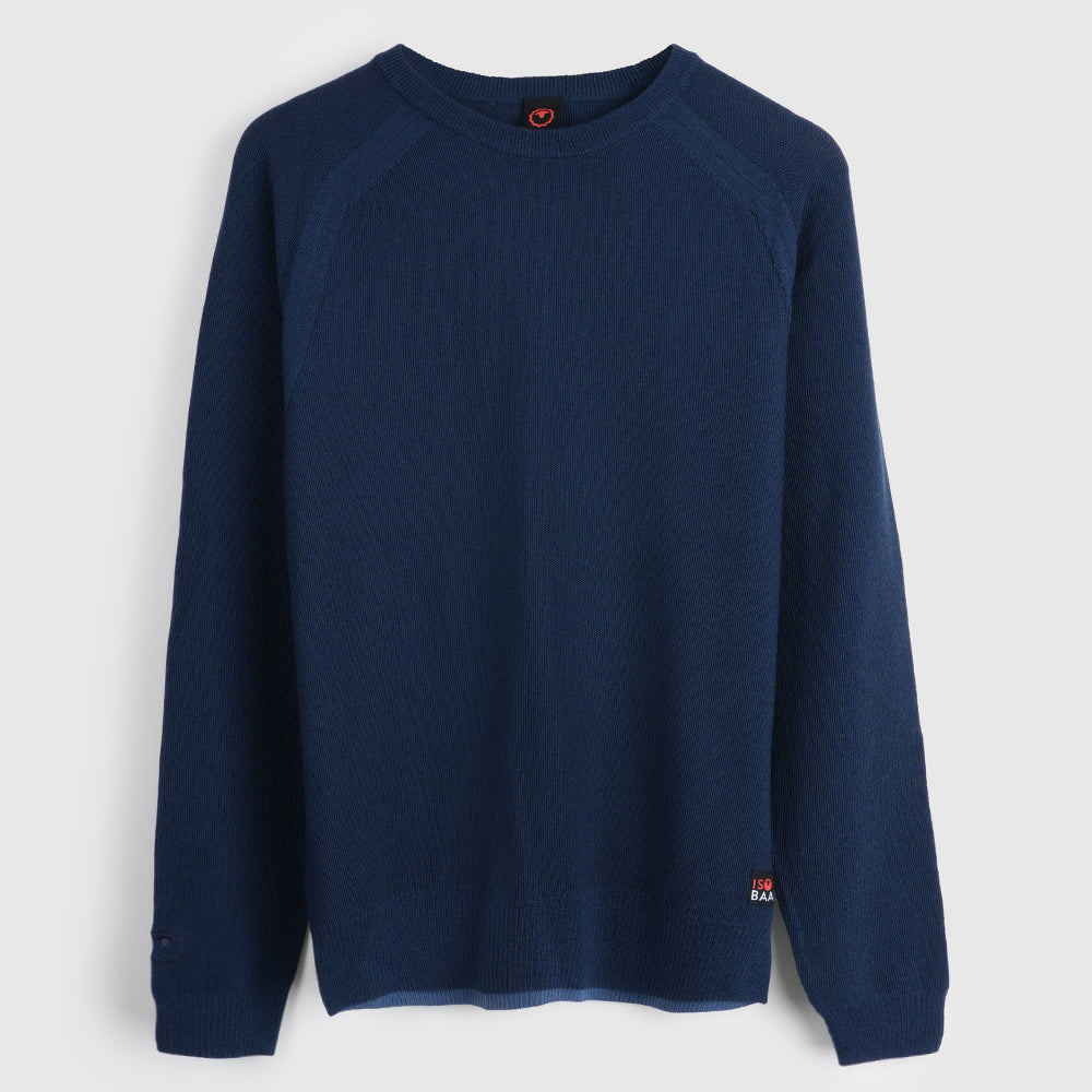 Herren Cinder Merino Moss Stitch Crew Sweater (Navy)
