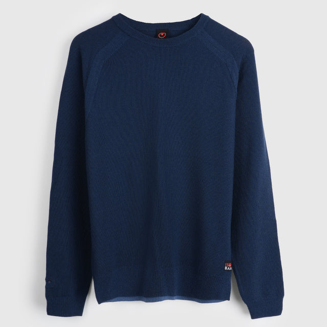 Mens Cinder Merino Moss Stitch Crew Sweater (Navy)