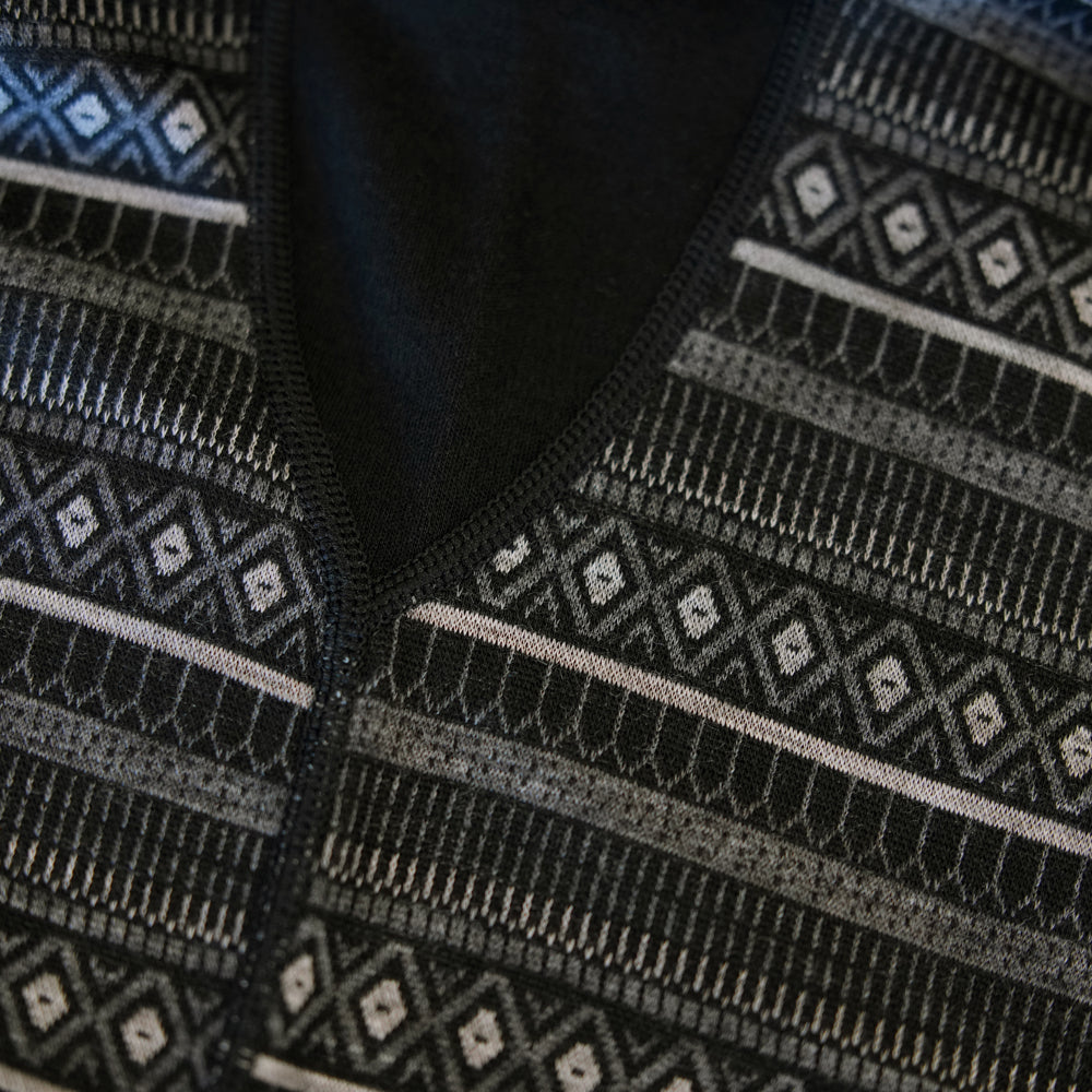 Mens Merino Blend 250 Fairisle Jacquard Long Sleeve Zip Neck (Black/Smoke/Charcoal)