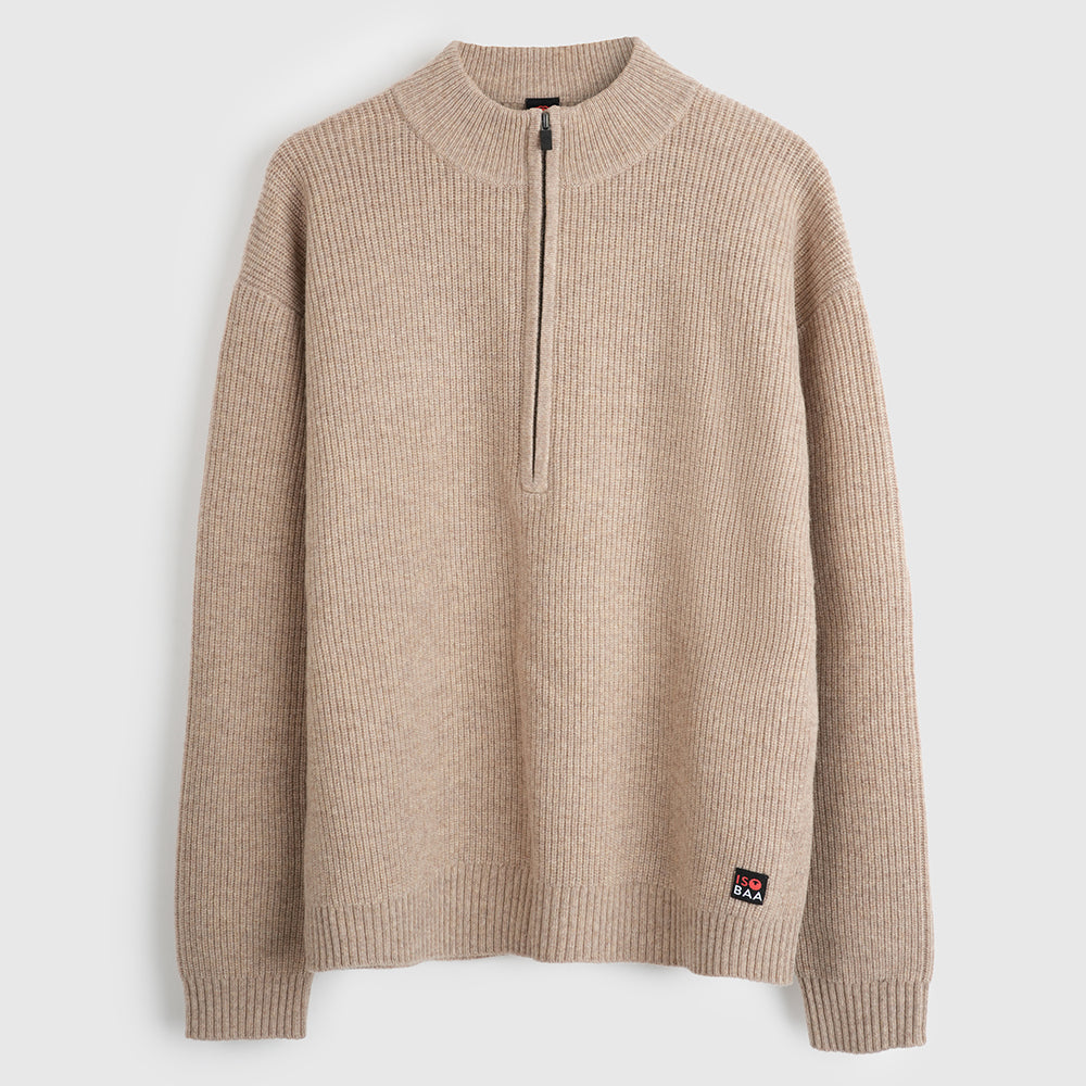 Herren Herdwick Merino Pullover mit Halbreißverschluss (Natural)