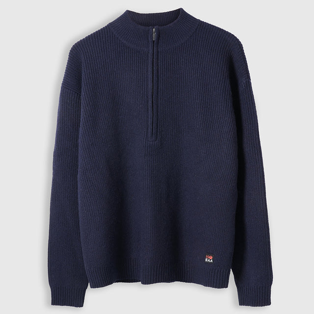 Mens Herdwick Merino Half Zip Sweater (Navy)