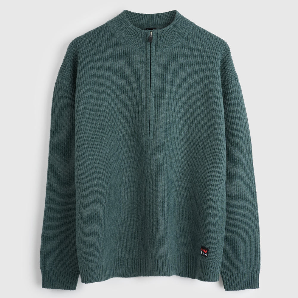 Herren Herdwick Merino Pullover mit Halbreißverschluss (Sea Green)