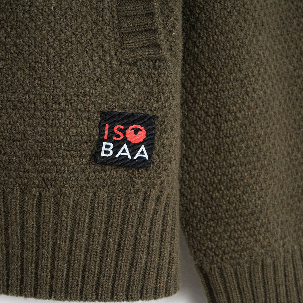 Mens Oaken Merino Full Zip Sweater (Dark Olive)