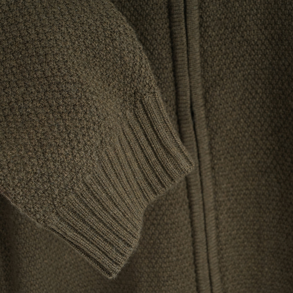 Mens Oaken Merino Full Zip Sweater (Dark Olive)
