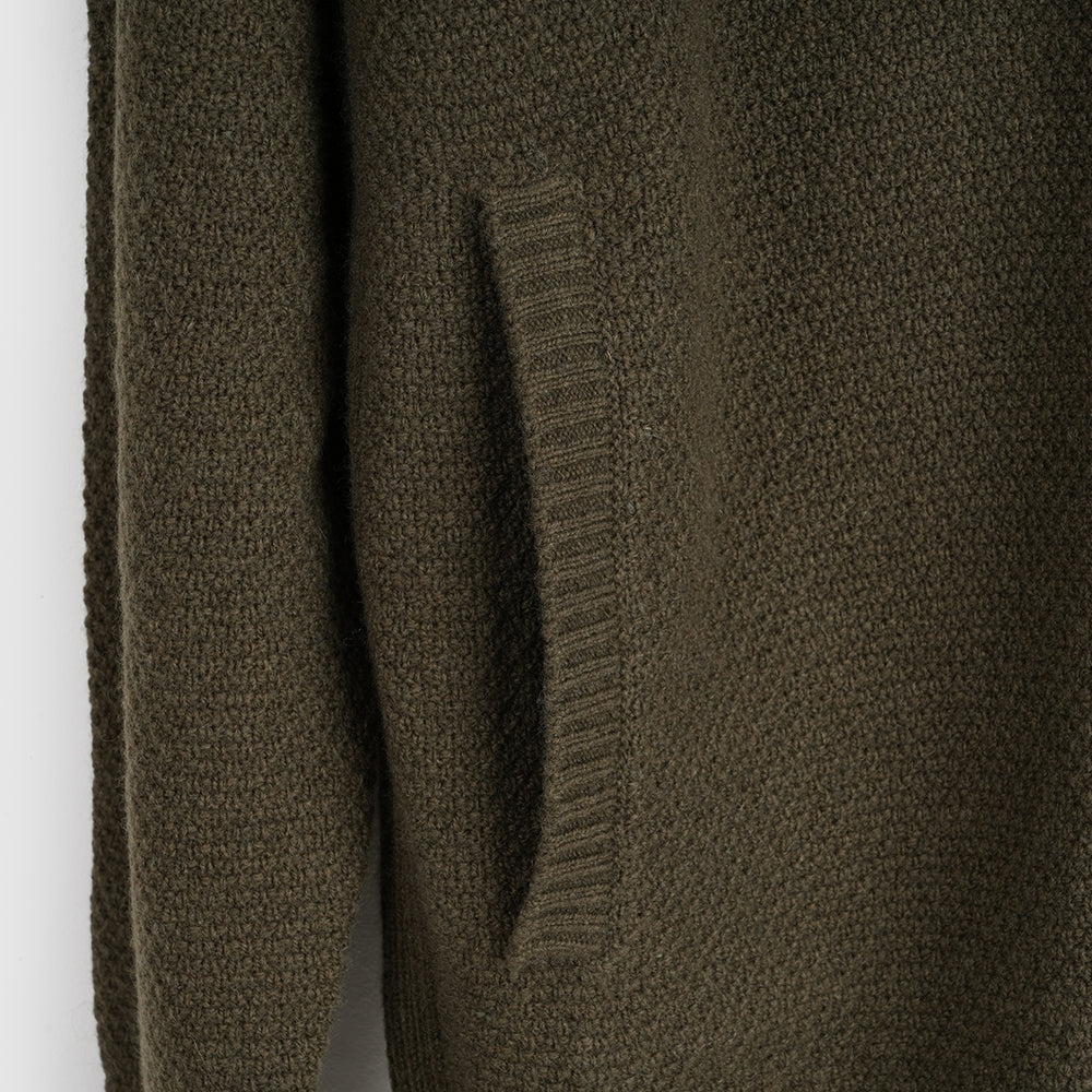 Mens Oaken Merino Full Zip Sweater (Dark Olive)