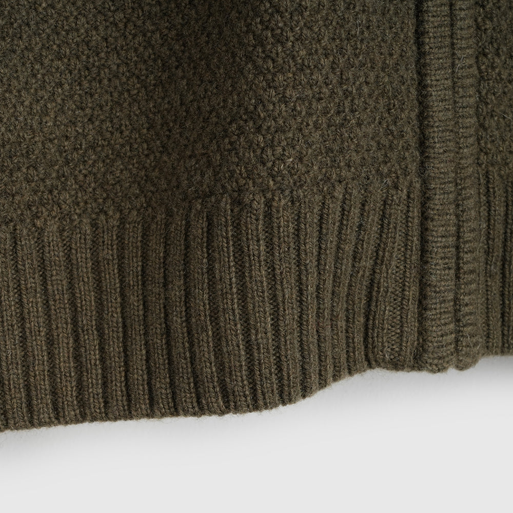 Mens Oaken Merino Full Zip Sweater (Dark Olive)
