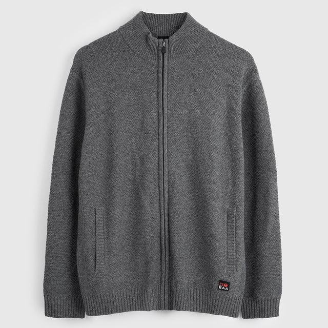 Herren Oaken Merino Strickjacke mit Reißverschluss (Grey)
