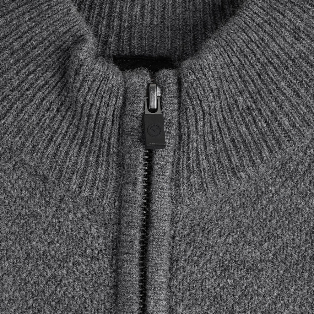 Herren Oaken Merino Strickjacke mit Reißverschluss (Grey)