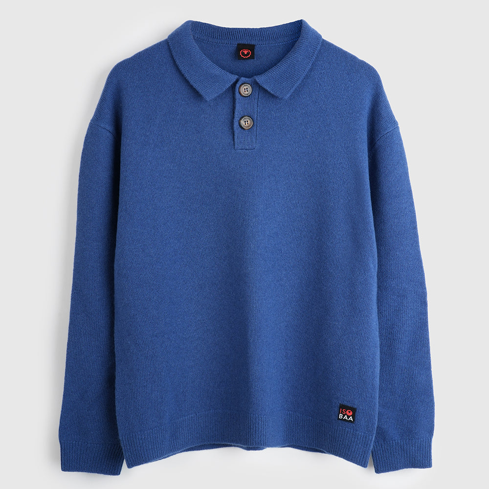 Herren Solace Merino Polo Sweater (Denim)