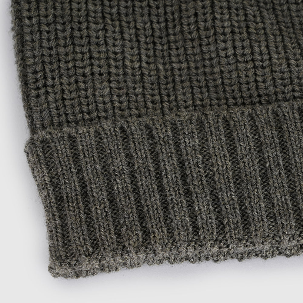 Merino Fisherman Beanie (Dark Olive)